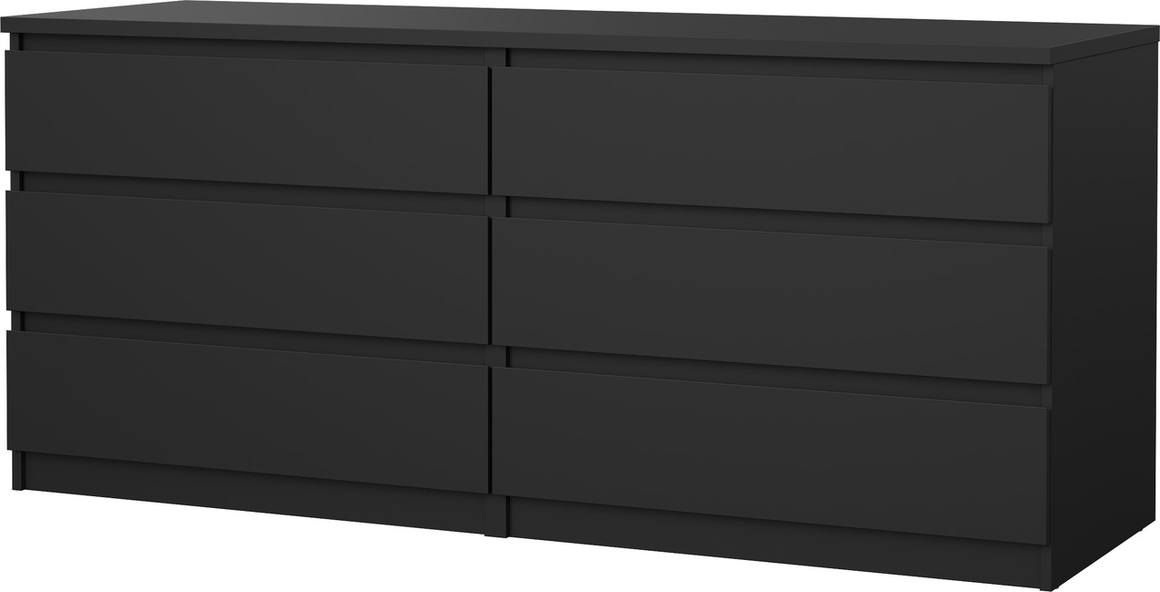 Dobbeltkommode Vesterholm Naia  Vægmonteret Mat Sort Grebsfri   Skuffer H68xb153 8xd50   Fsc