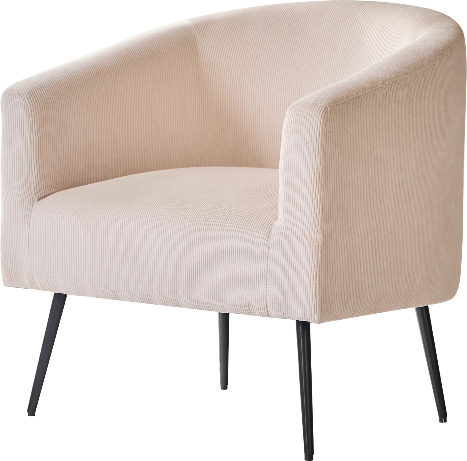 Loungestol Kiruna i Beige Fløjl med Sorte Metalben
