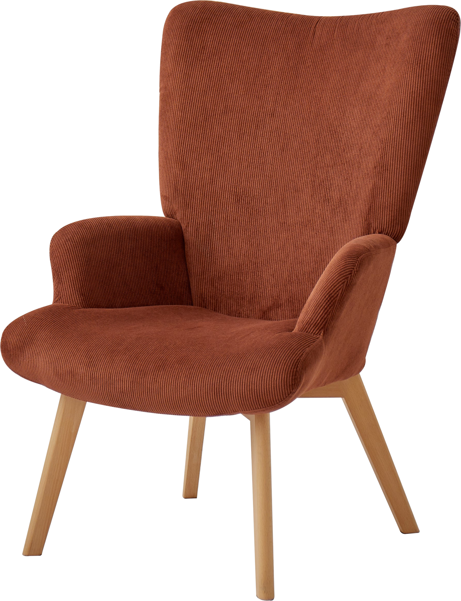 Loungestol Nordlys Furniture Malmo Rød Fløjl Fsc Træben H100   B64   D74