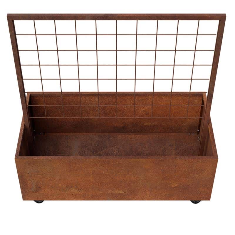 Thor Plantekasse   Hjul Med Espalier 120     Cortenstål