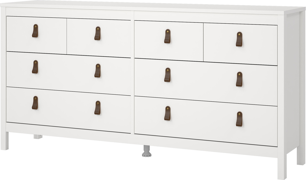 Dobbeltkommode Vesterholm Lunor Hvid   Skuffer Fsc Spånplade B159 6xd38 4xh79     Med Lædergreb