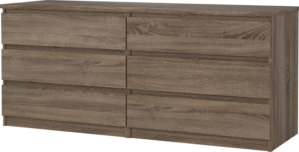 Dobbelkommode Vesterholm Naia   Skuffer Grebsfrit Trøffelfarvet  Mørk Natur  H68xb153 8xd50    Fsc