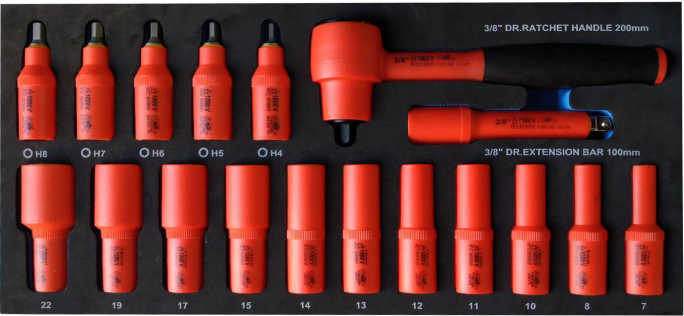 Bato Vde 1000v Topnøglesæt     Quot  Toppe  -22mm  Stifttoppe  -8mm  Eva
