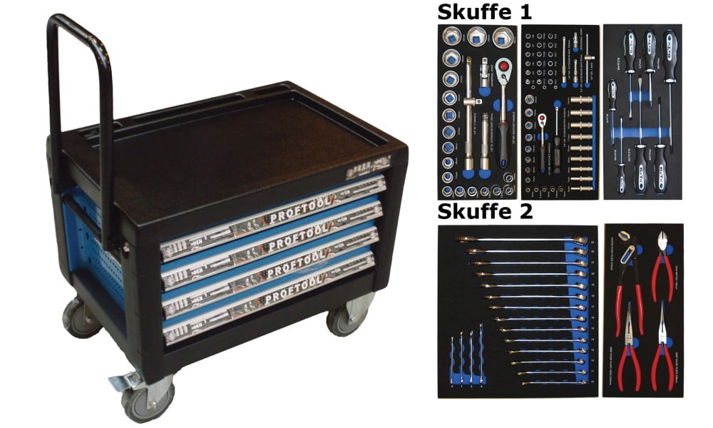 Bato Værktøjsvogn Mini   Skuffer    Skuffer Med 103 Dele Værktøj     Skuffer  Model 9134-103  Blå