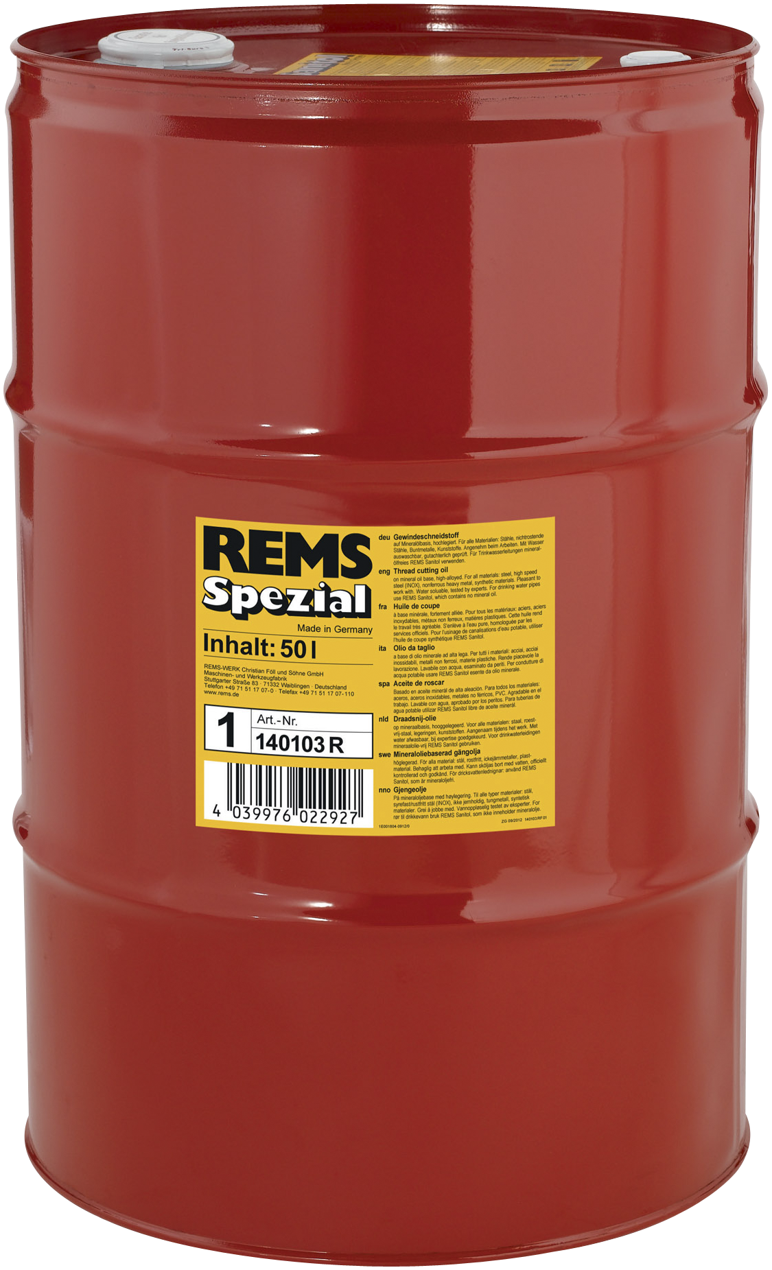 Rems Gevindskæreolie Spezial 50 Ltr