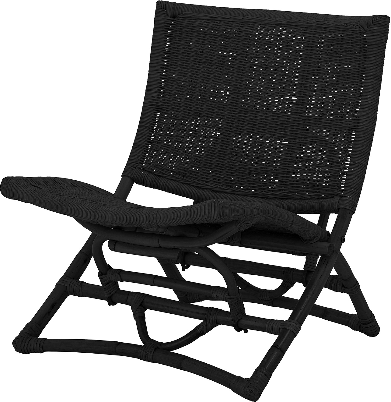 Foldbar Barstol i Sort Rattan fra Bloomingville