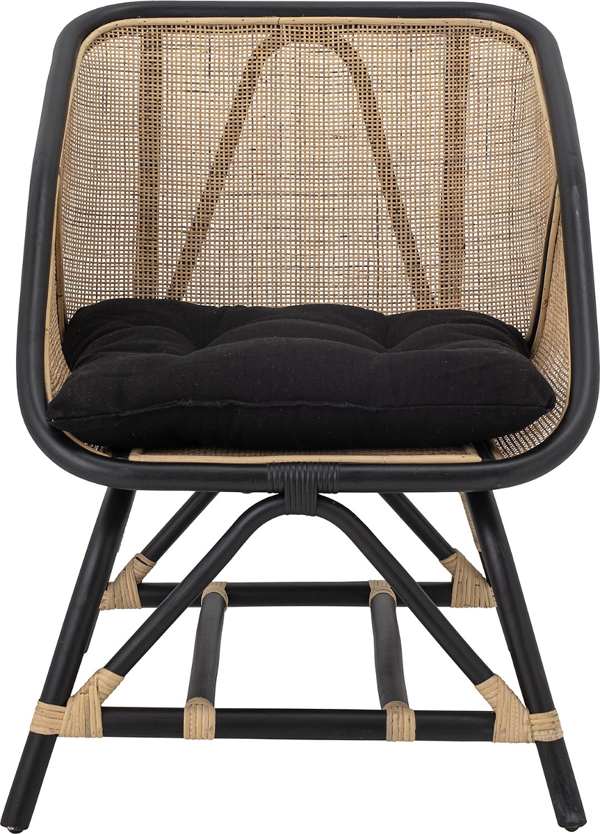 Lounge stol fra Bloomingville Loue - Sort og Rattan med Hynde