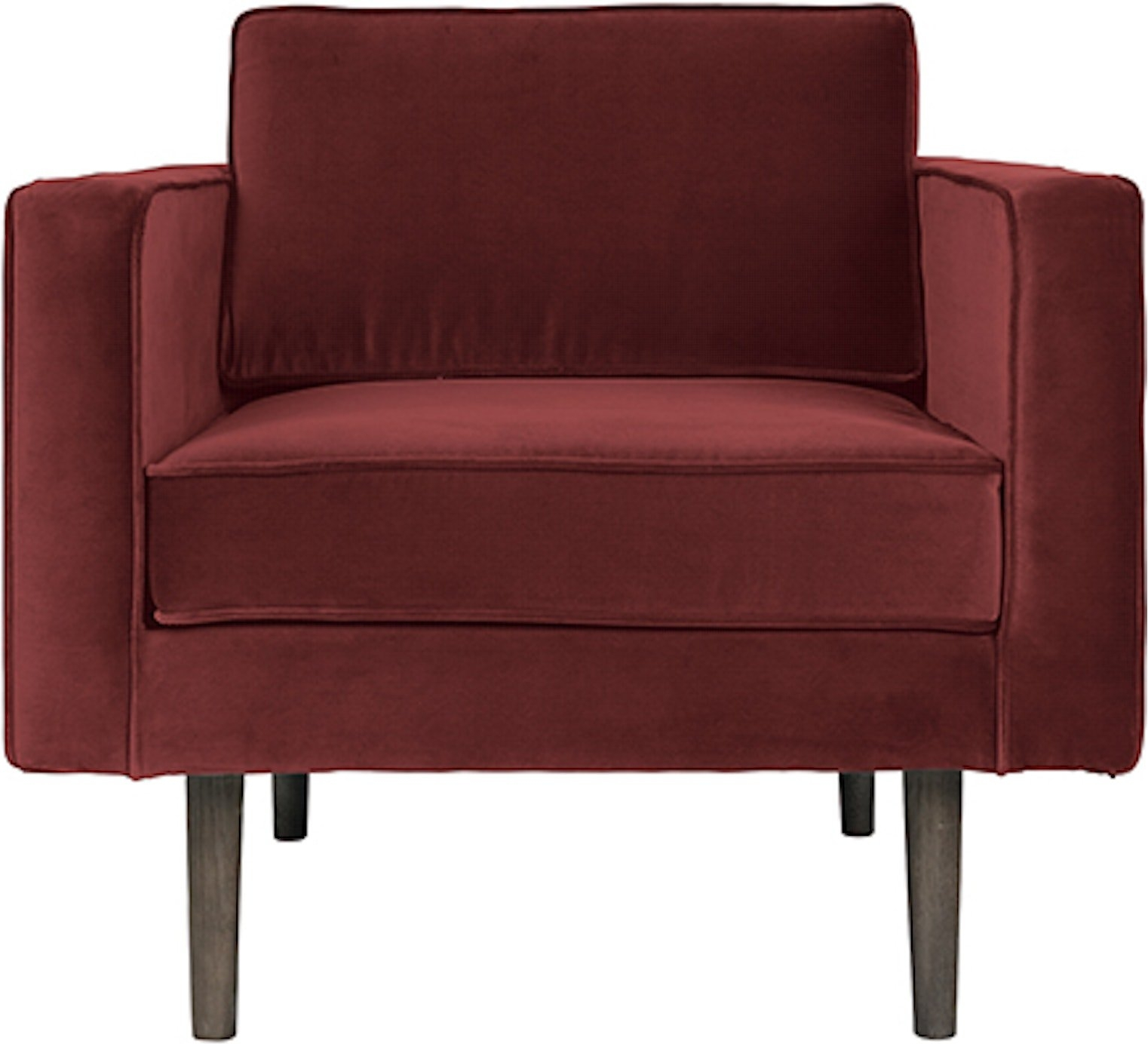 Loungestol Broste Copenhagen Wind Rød Velour Lænestol H74   B84   L88