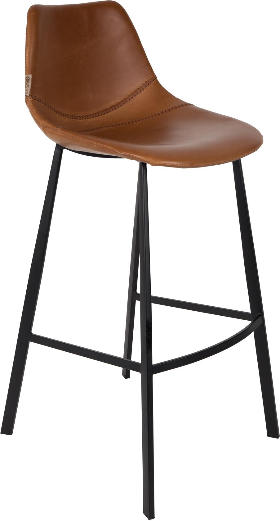 Vintage Barstol Franky i Kaffe PU-læder med Stålstel