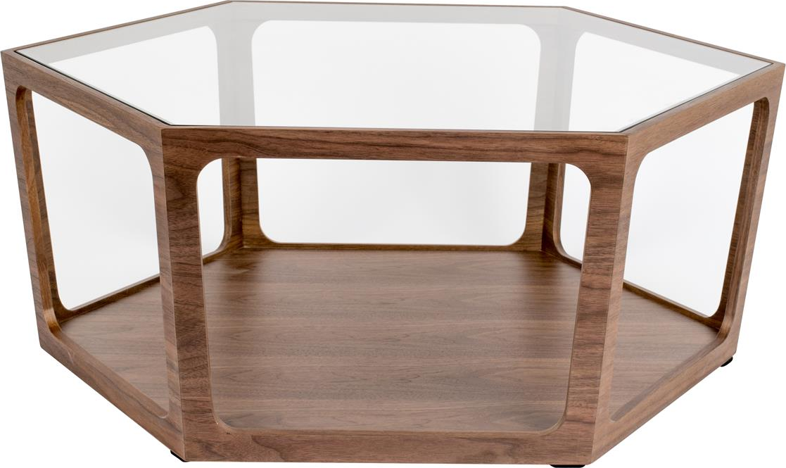 Sofabord Dutchbone Sita Sekskantet Glas Valnødefiner Lysgrå 34x92 5x80