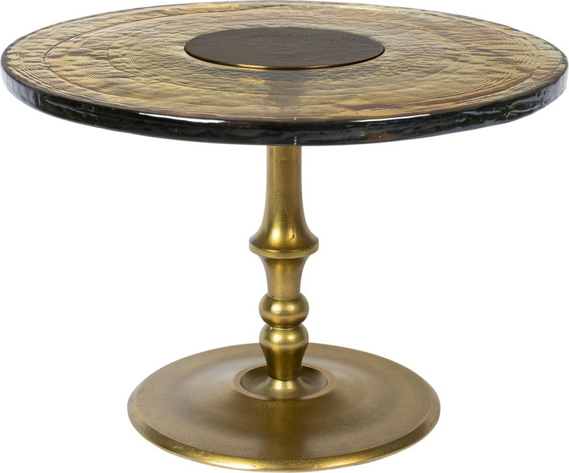 Sofabord Dutchbone Sue Retroinspireret ø60 Taupe Glasplade Med Guld Aluminiumstel