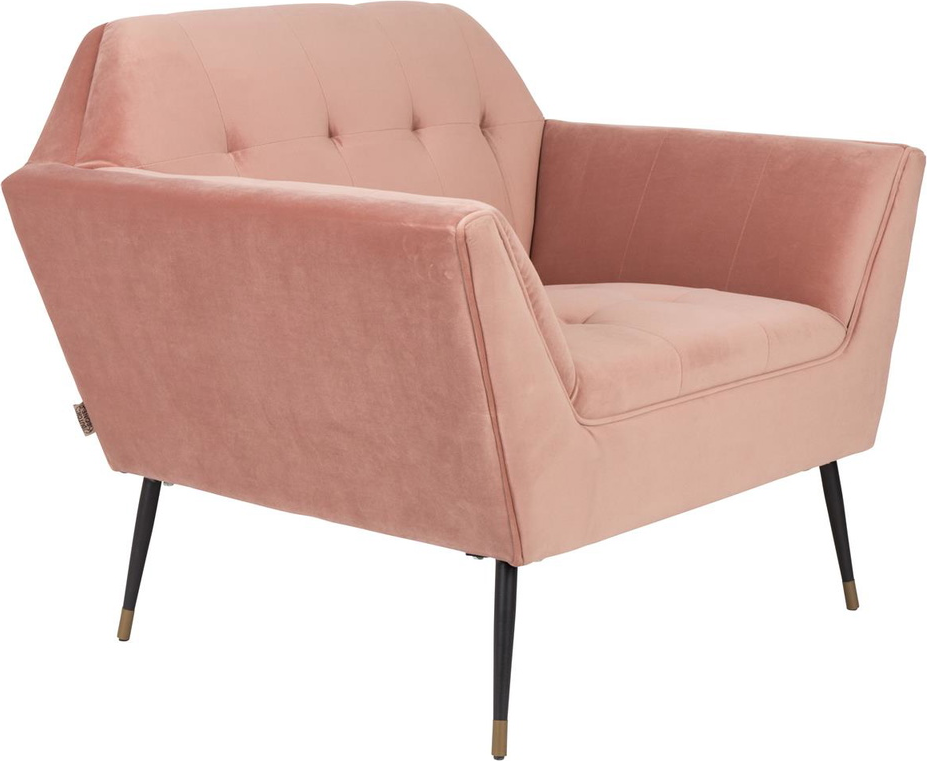 Loungestol Lænestol Dutchbone Kate Støvet Rosa H80ã B95ã L79 Art Deco Design Med Sorte Jernben