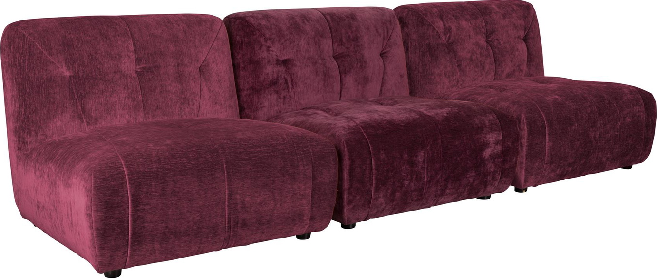 -personers Sofa Dutchbone Giada Aubergine Polstret Polyester Retro-look 276x91x76