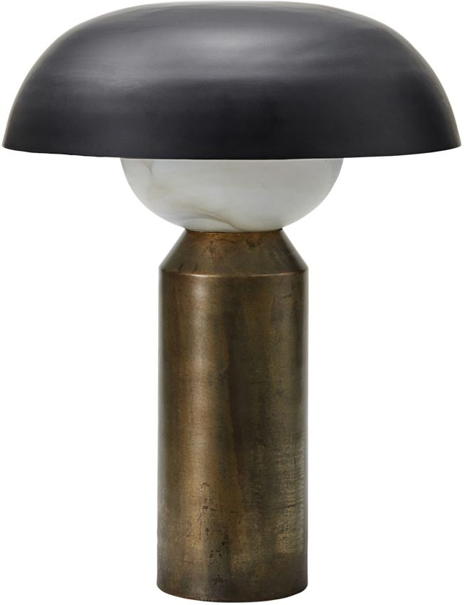 Stilfuld Bordlampe Big Fellow i Antik Messing og Glas