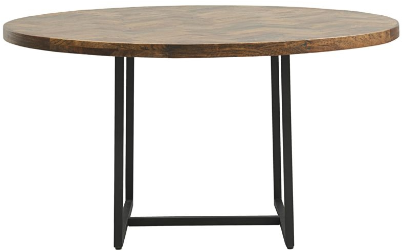 Spisebord House Doctor Kant Rund ø160   Mangotræ Sildebensdesign Sort Stålramme