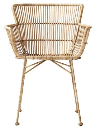 Elegant Udendørs Spisebordsstol i Rattan og Jernstel