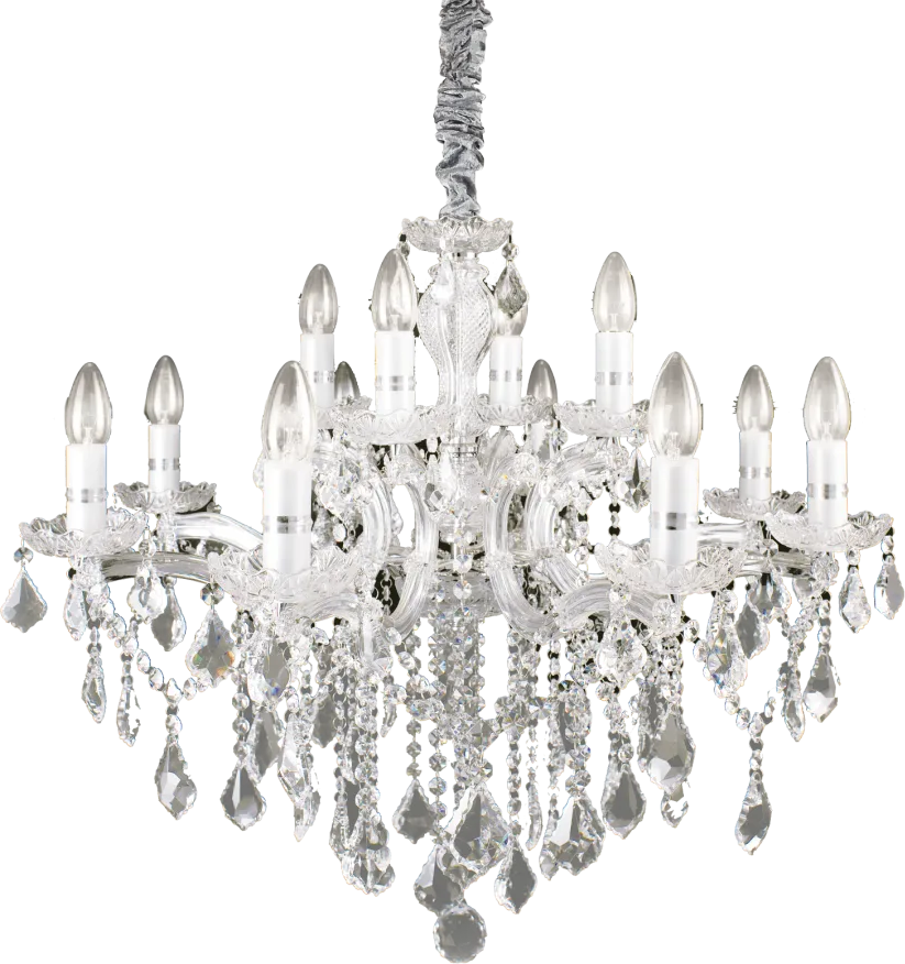 Pendellampe Ideal Lux Florian ø72   Krom Med Krystalglas Justerbar Højde 87 120