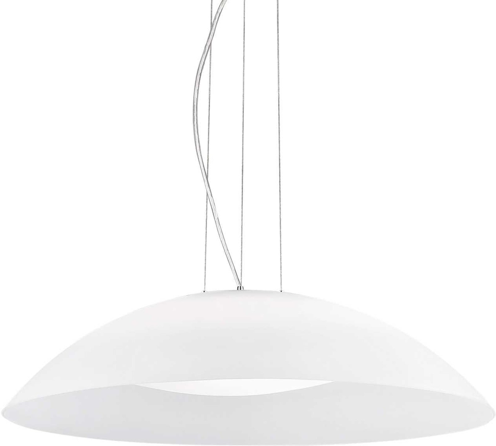 Pendel Lampe Ideal Lux Lena ø640 Justerbar Højde 250 2340 Hvid Krom Glas E27 X3