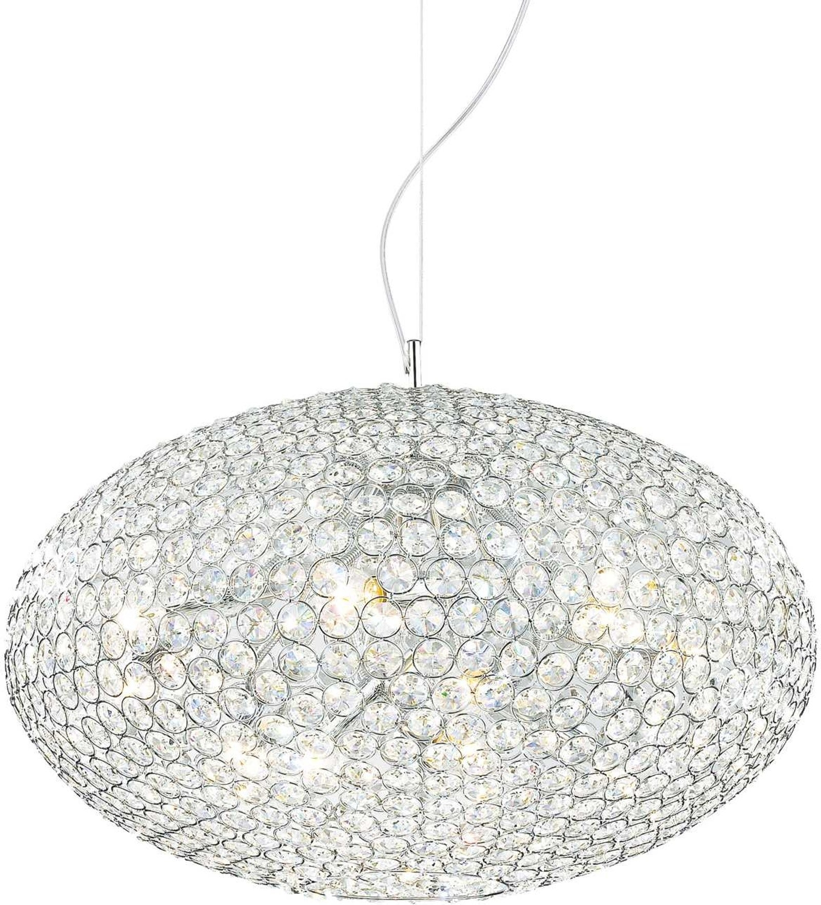 Pendel Lampe Hængelampe Ideal Lux Orion  Krom  ø50    Justerbar Højde  Metal Glas Krystal