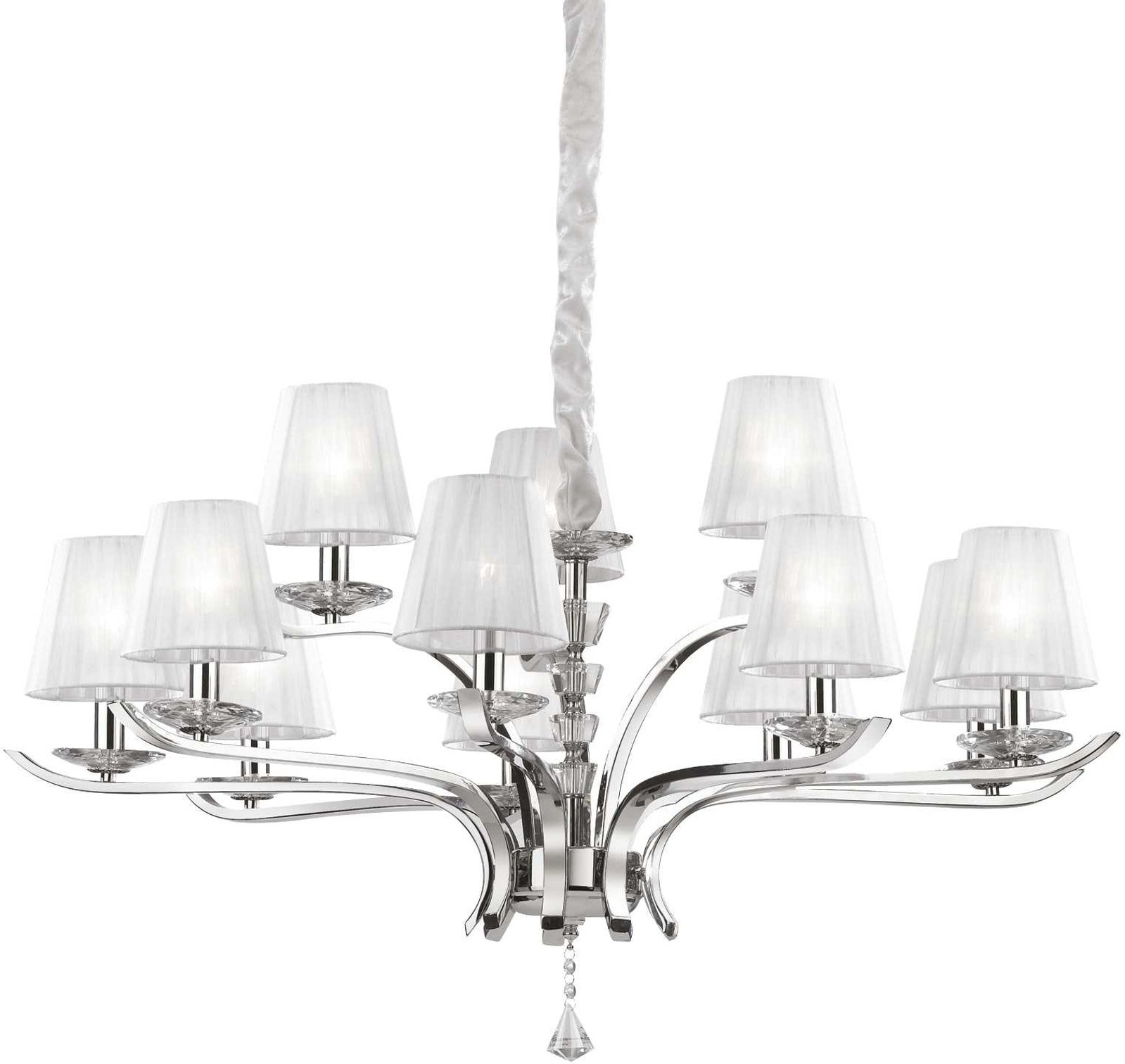 Pendel Lampe Ideal Lux Pegaso ø102   Justerbar 75 160   Krom Hvid