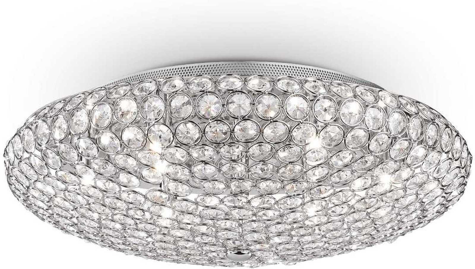 Loftlampe Ideal Lux King Metal Glas Med Kromfinish Krystaller ø53