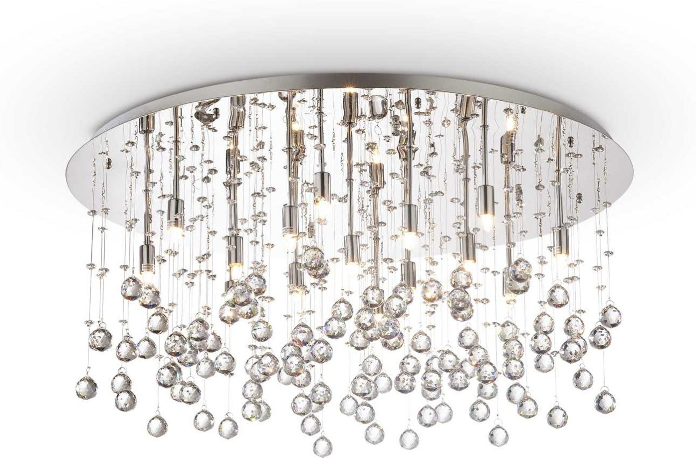 Loftlampe Ideal Lux Moonlight ø80 Krom Med Krystalvedhæng