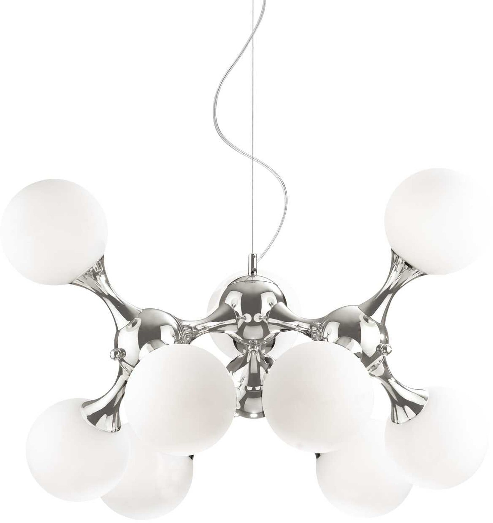 Pendellampe Ideal Lux Nodi ø800    H530-2620   Hvid Krom Loftslampe