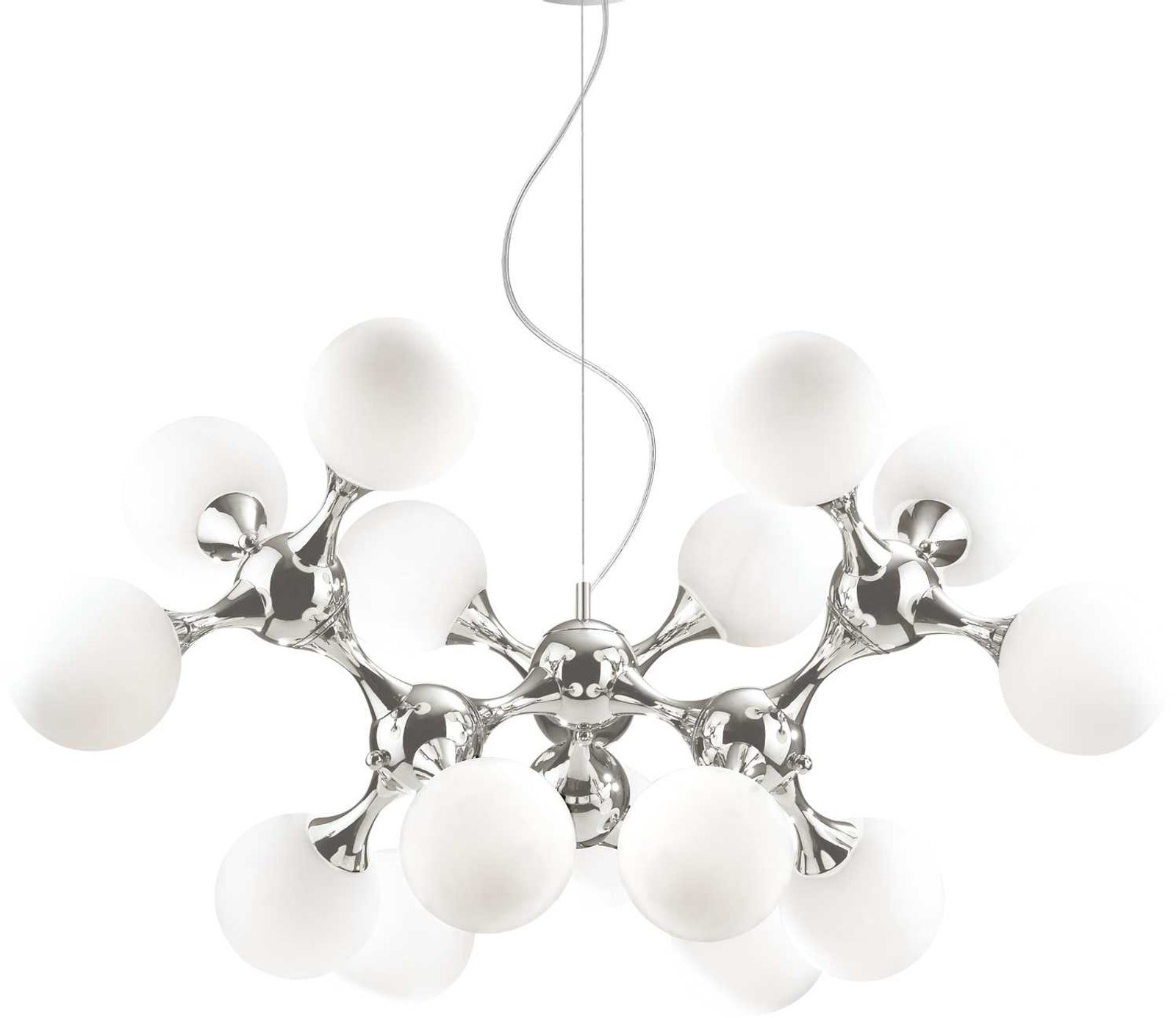 Pendellampe Ideal Lux Nodi ø105   Justerbar 68-277   15ã E14 Hvid Krom Metal Glas