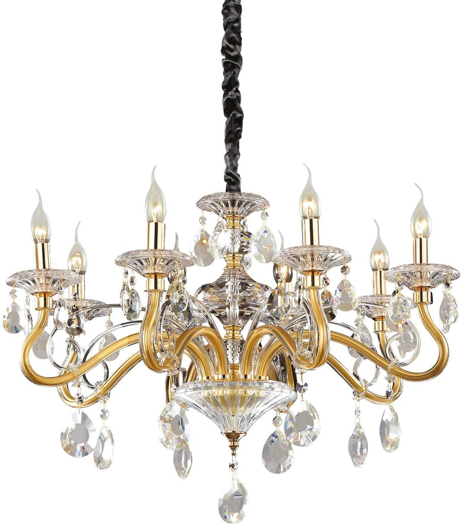 Pendellampe Ideal Lux Negresco ø73     Justerbar 80 155   Krystal Glas Guld