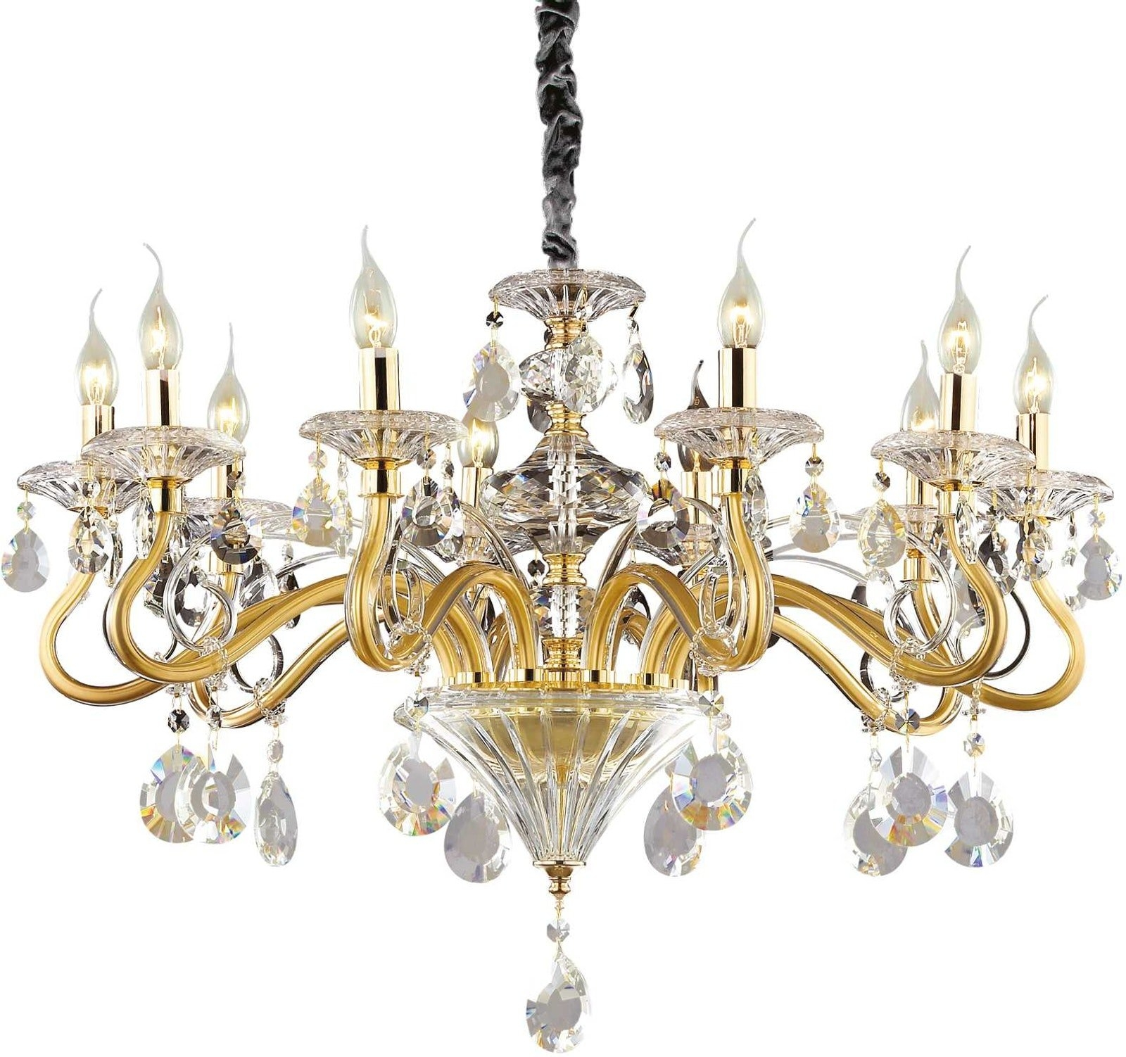Ideal Lux Negresco Pendellampe ø85 H70-110 Guld Krystal