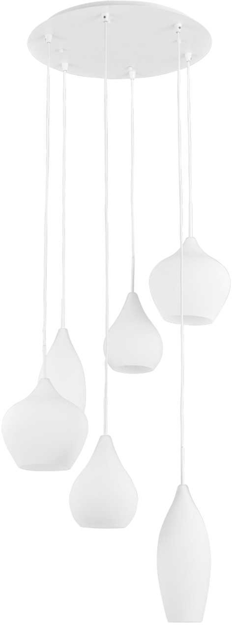 Pendellampe Ideal Lux Soft ø60   H30-135   6ã E14 Metal   Glas Hvid Krom