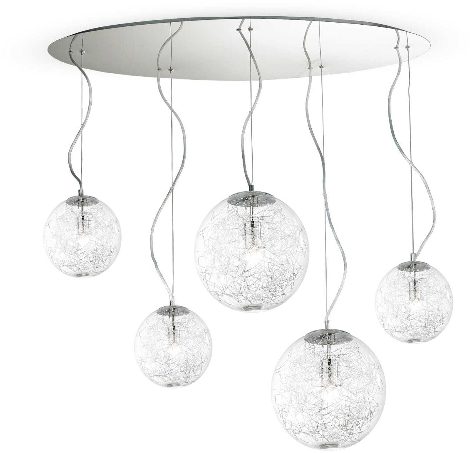 Pendel Lampe Ideal Lux Mapa Max Krom-glas Hængelampe Med Justerbar Højde 350-1100 5ã E27