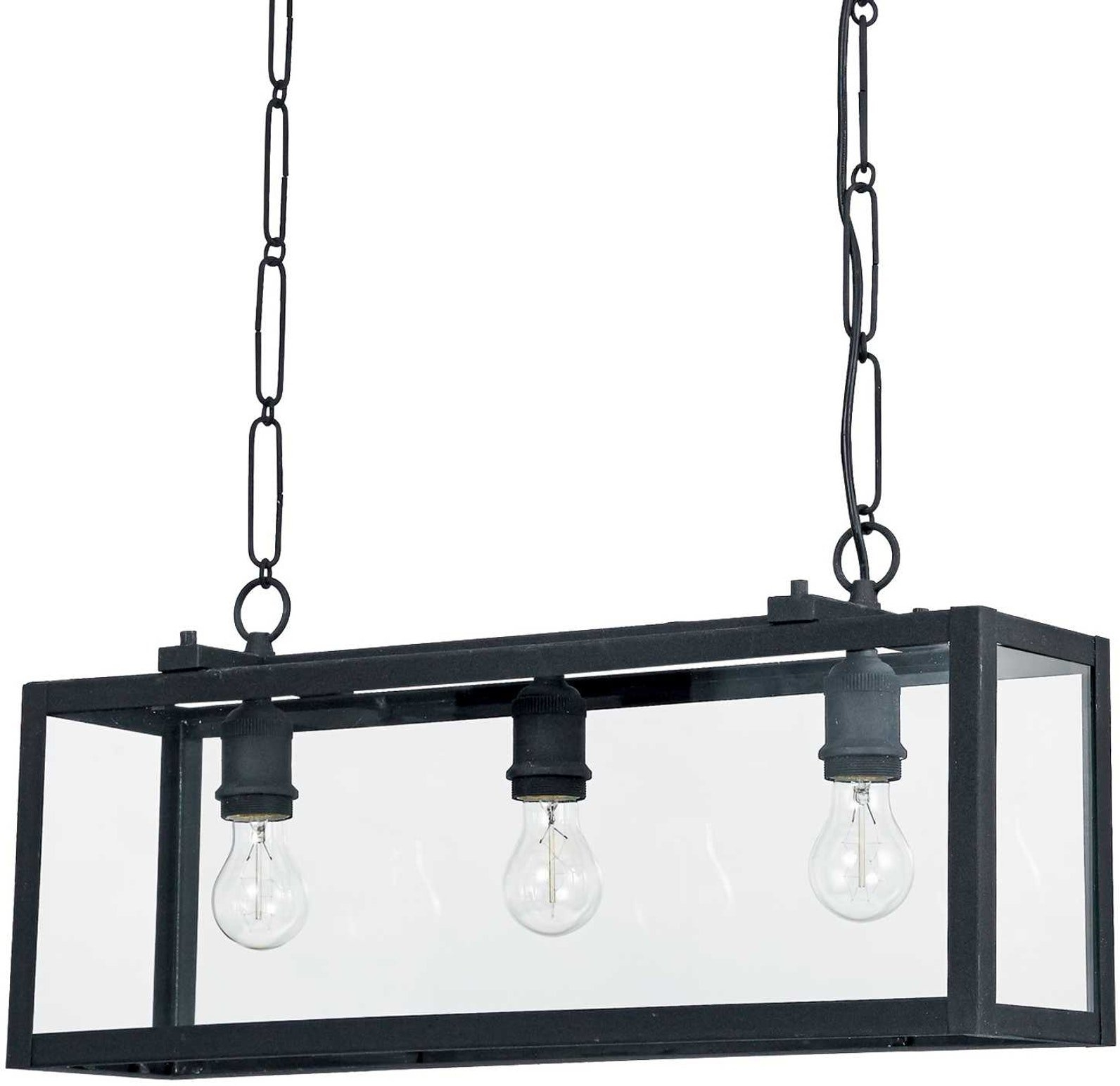 Pendellampe Ideal Lux Igor   Matsort Metal Med Klar Glas  Justérbar Højde 43-134