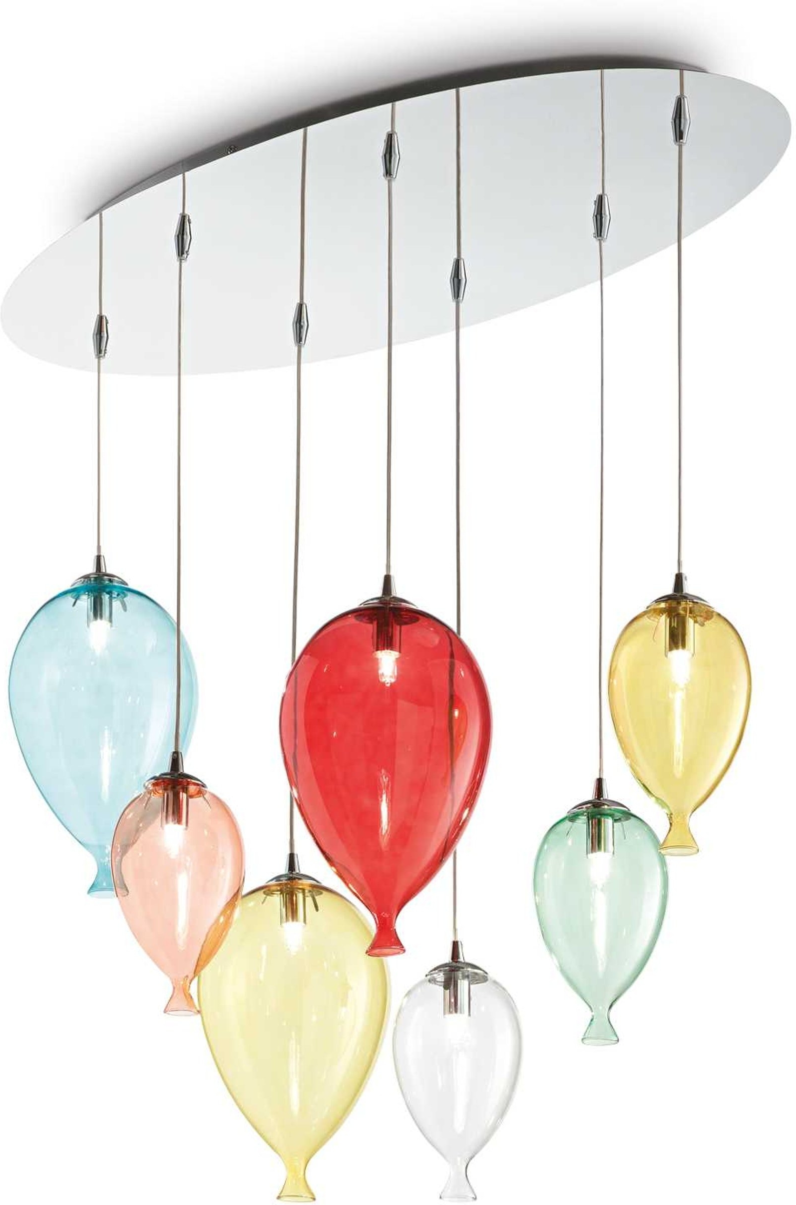 Pendel Lampe Ideal Lux Clown Flerfarvet Krom L80 H40-135 B30