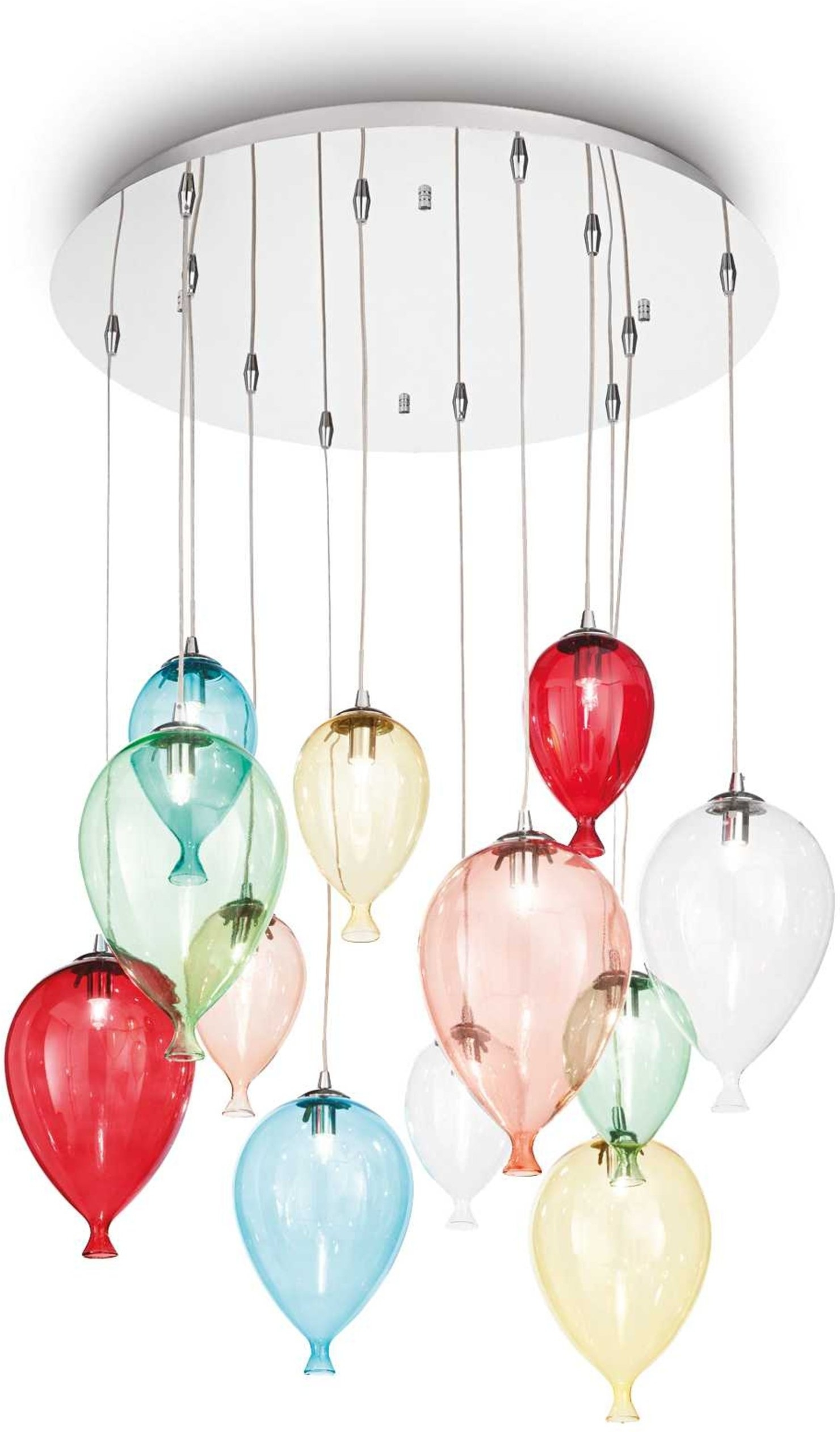 Pendellampe Ideal Lux Clown Flerfarvet Krom Metal Glas ø60