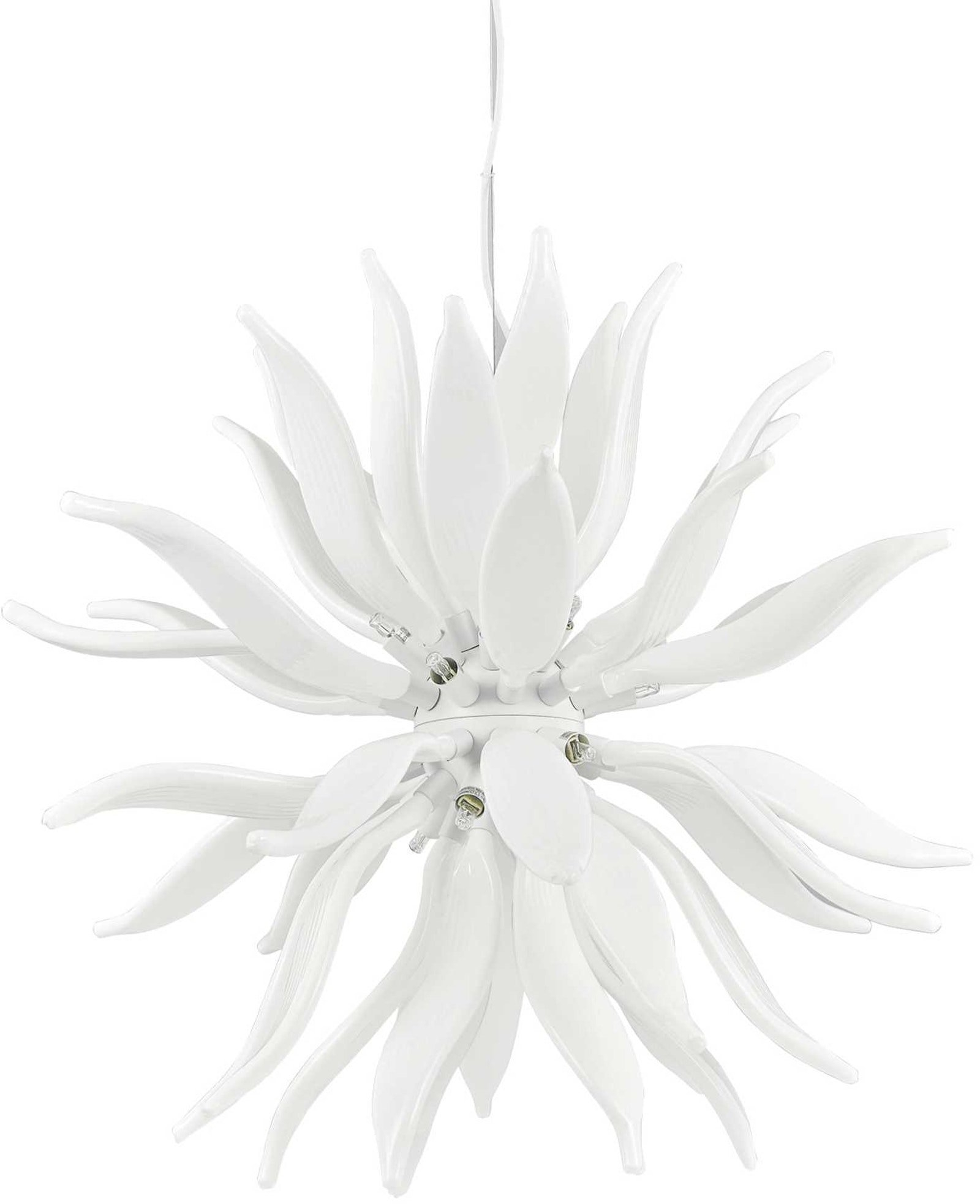 Pendellampe Ideal Lux Leaves Ø80 - Elegant Hvid Metal & Glas