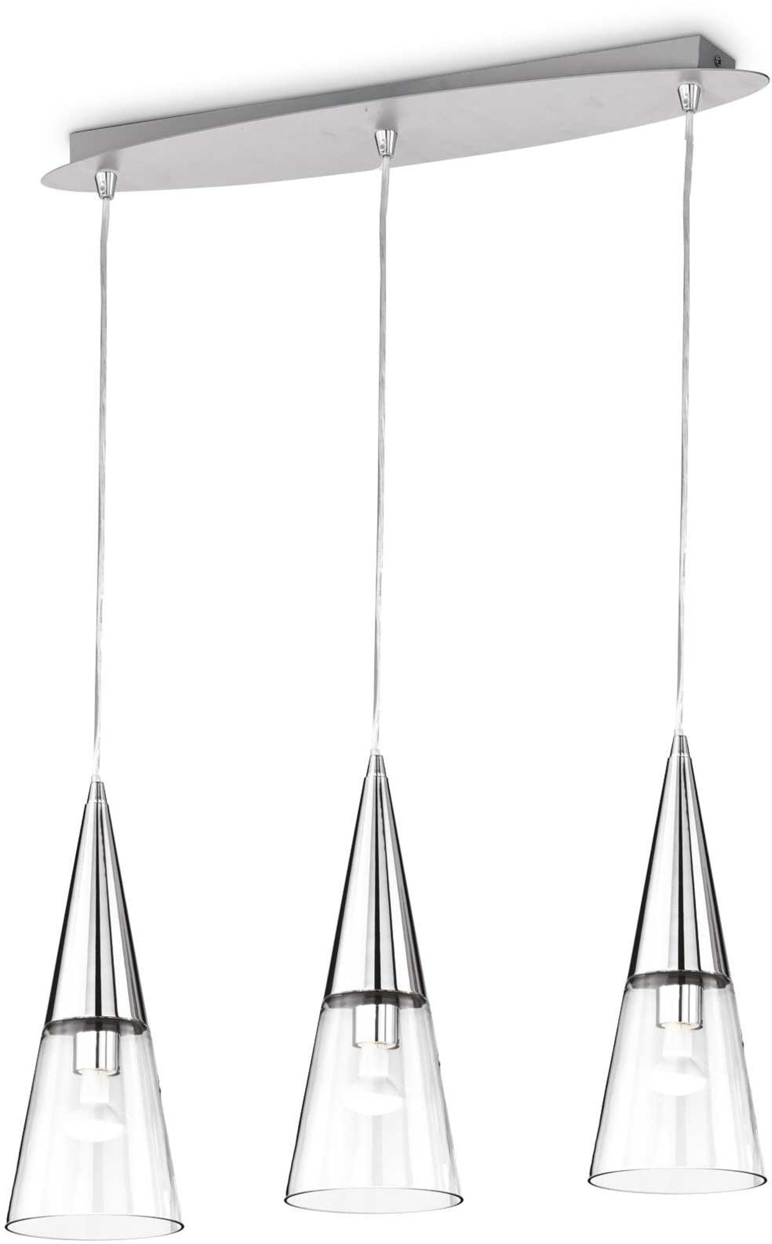 Pendellampe Cono fra Ideal Lux – Krom & Håndblæst Glas