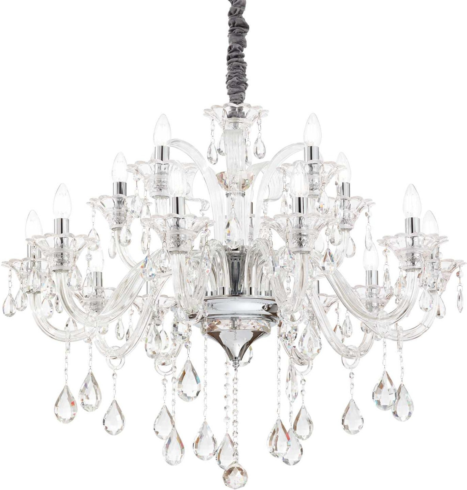 Pendellampe Ideal Lux Colossal ø95   Justerbar   90 265   Gennemsigtig Krom 15xe14