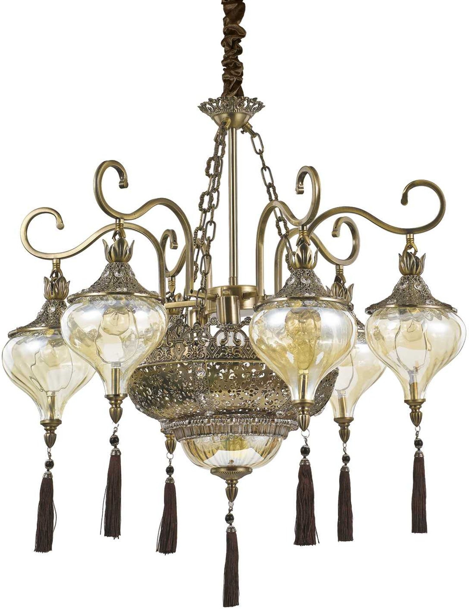 Pendellampe Ideal Lux Harem ø75 Antik Messing med Glas