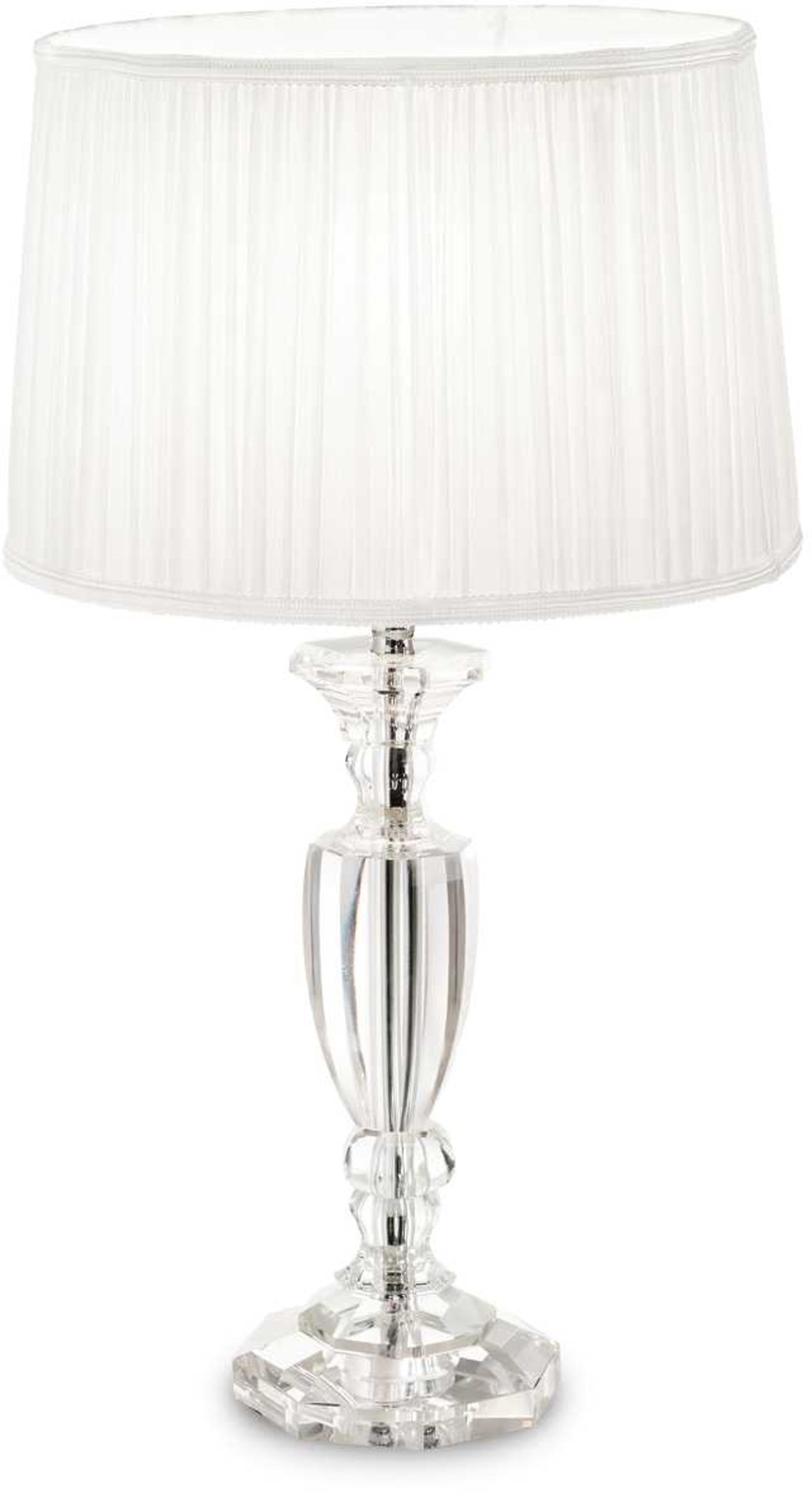 Elegant bordlampe i hvidt glas og krystaller fra Ideal Lux