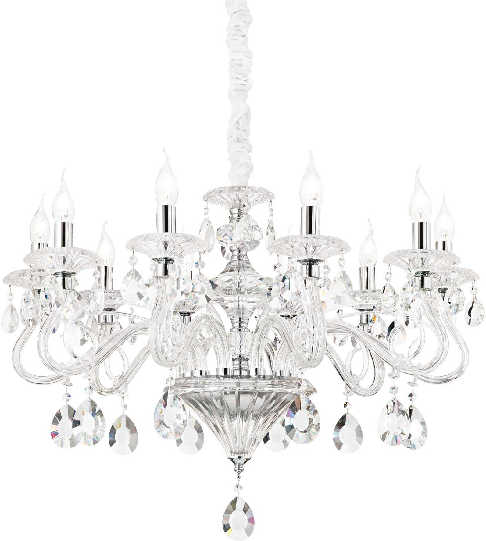 Pendel Lampe Ideal Lux Negresco Krystal ø85   Glas   Krom