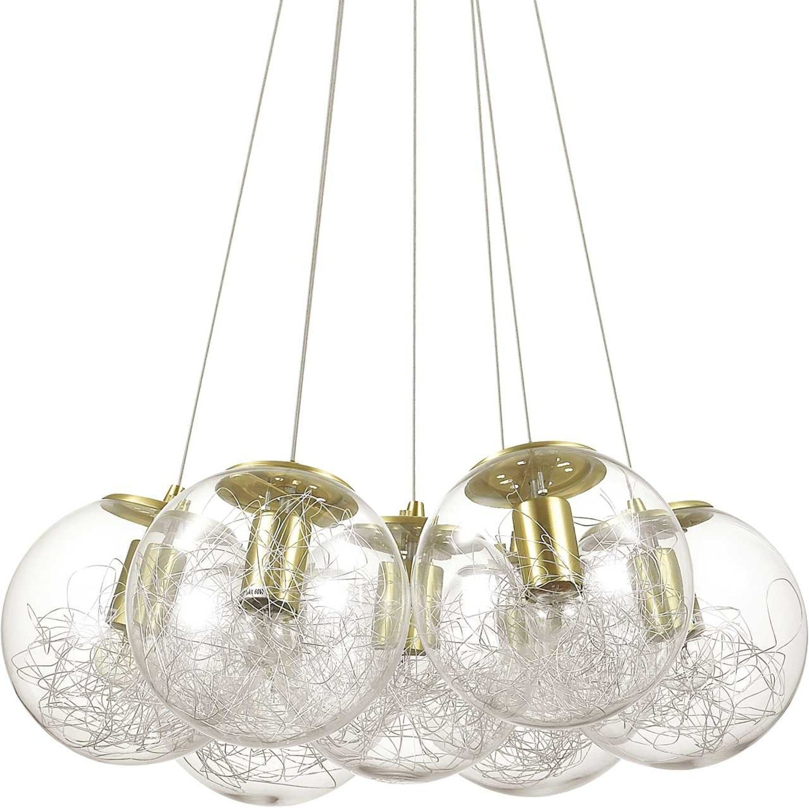Pendellampe Ideal Lux Mapa Sat Ø60 i Messing og Nikkel
