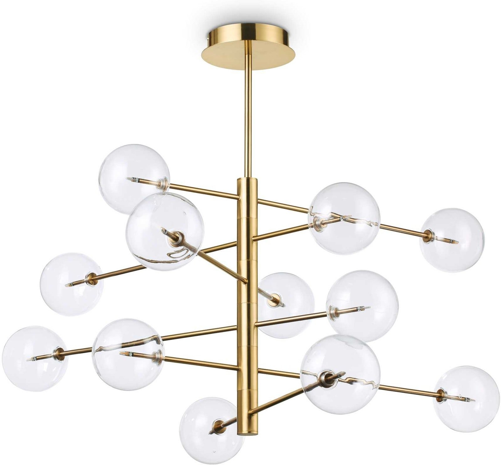 Pendellampe Ideal Lux Equinoxe - Messing med Glaskugler