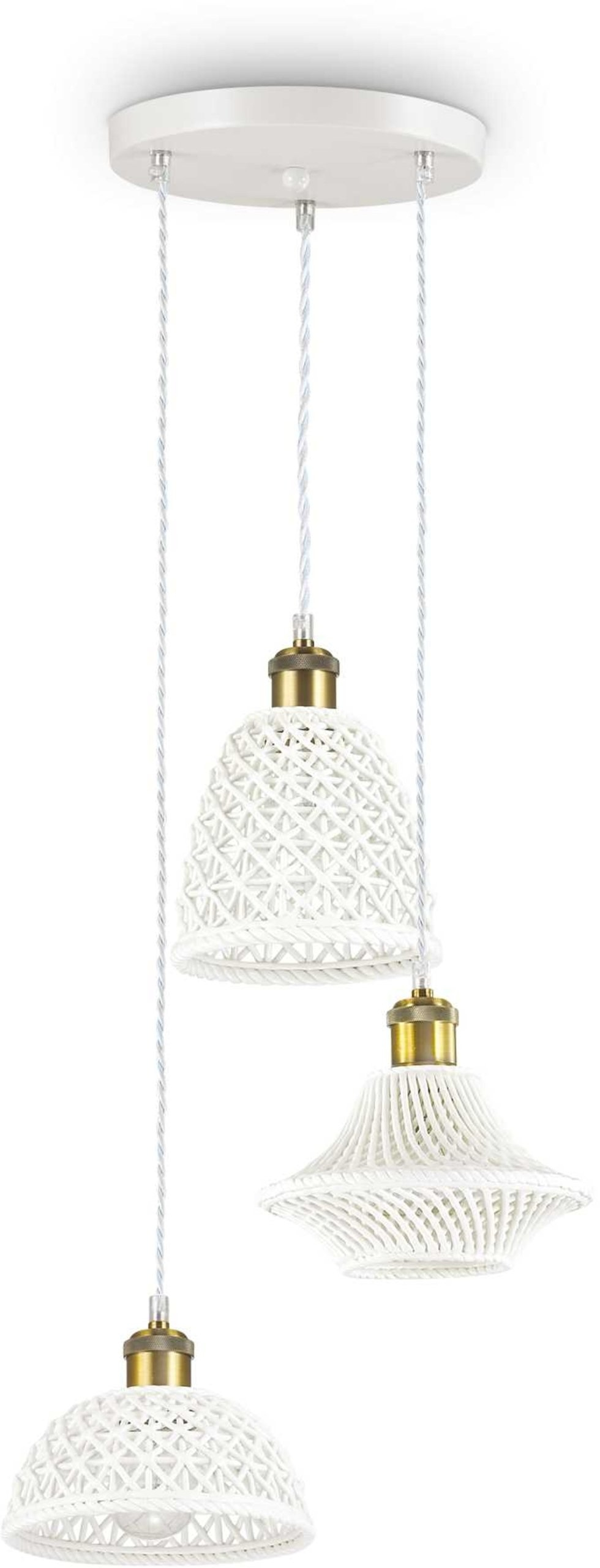 Elegant Pendellampe i Hvid Metal og Keramik - Lugano