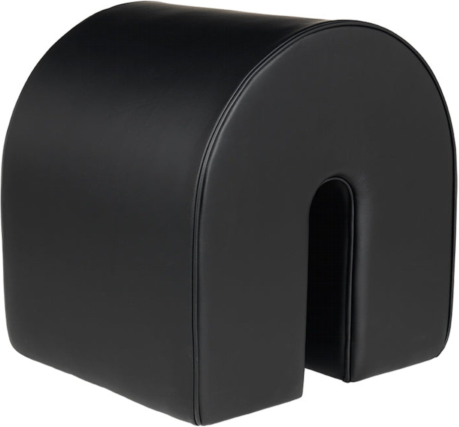 Puf Skammel Kristina Dam Curved   Sort Italiensk Anilinlæder ø42