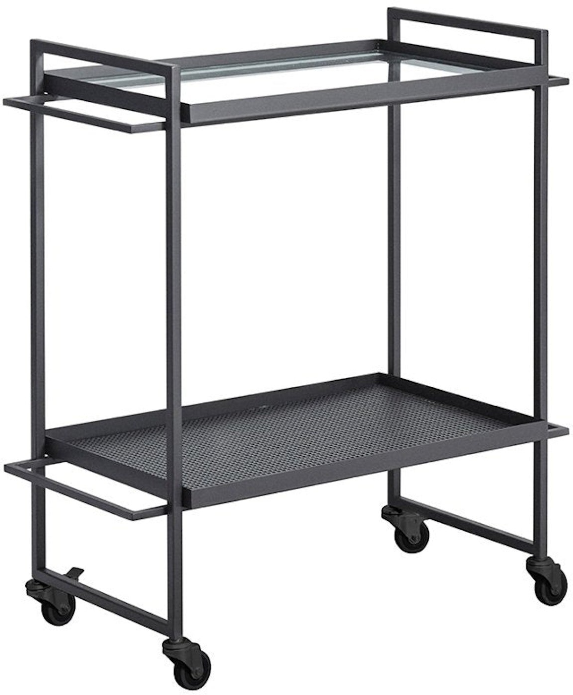 Serveringsvogn Trolley Kristina Dam Bauhaus Sort Stål Glas 77x35x72