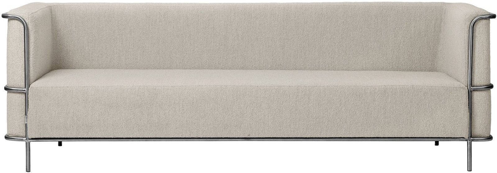 -personers Sofa Kristina Dam Modernist Bouclé   Rustfrit Stål Beige H70   B77   L220