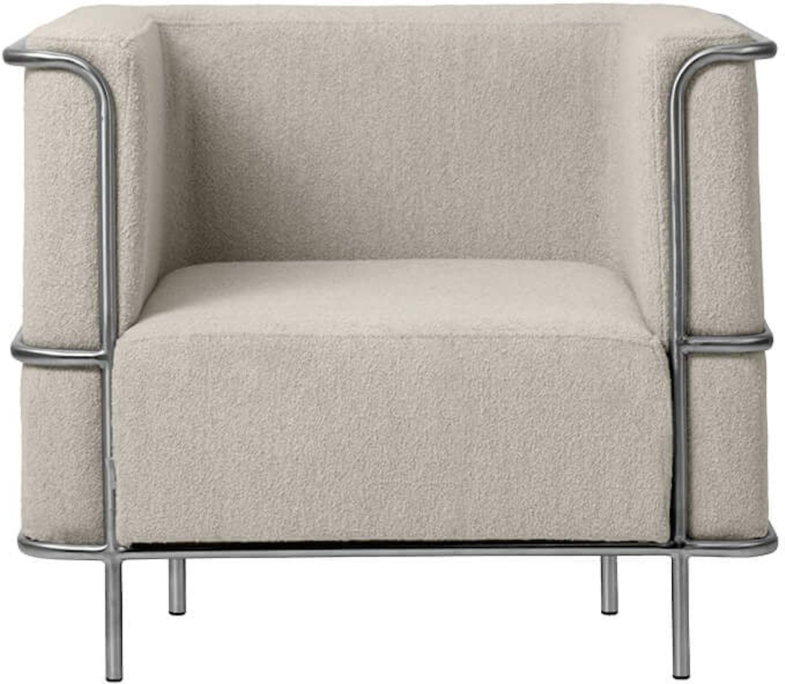 Loungestol Lænestol Kristina Dam Modernist Beige Bouclé Med Rustfrit Stål
