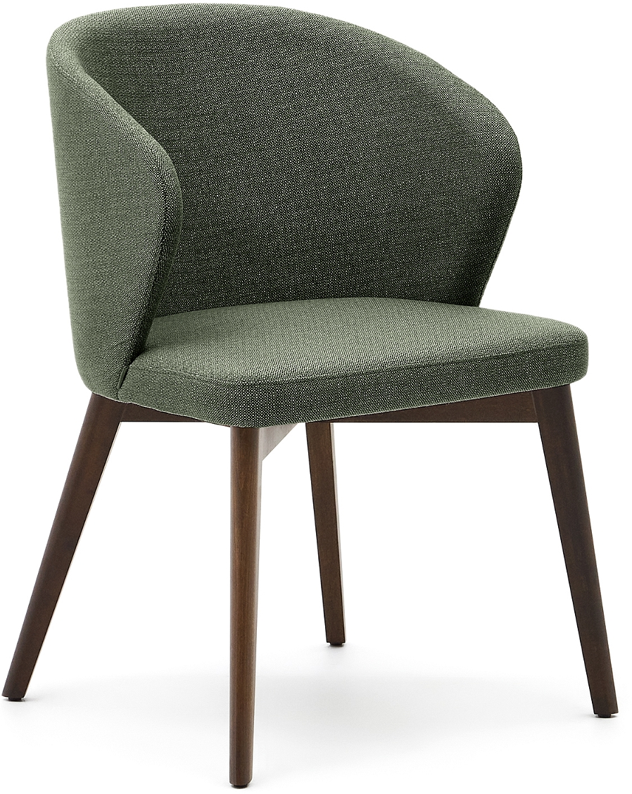 Spisebordsstol Kave Home Darice Fsc-certificeret Bøgetræ Med Grøn Chenille Ergonomisk Armlæn