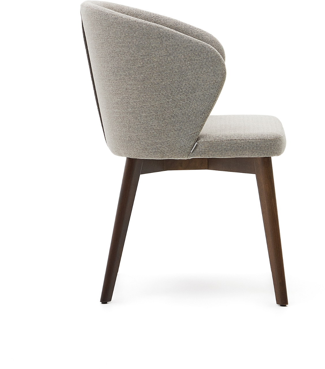 Spisebordsstol Kave Home Darice Natur Chenille Med Armlæn Fsc-certificeret Bøgetræ Krydsfiner Valnødfinish